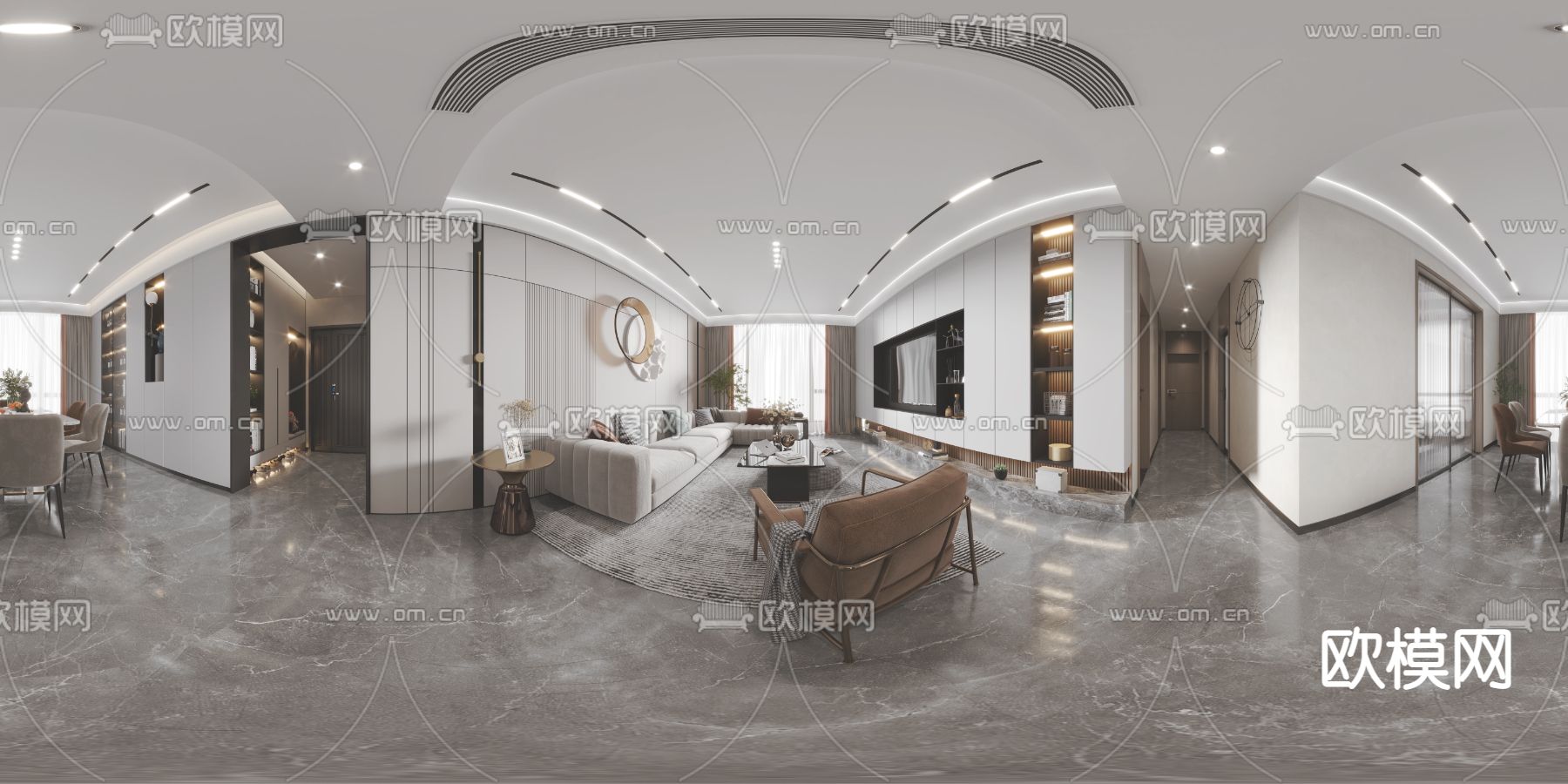 现代客餐厅vr全景3d模型