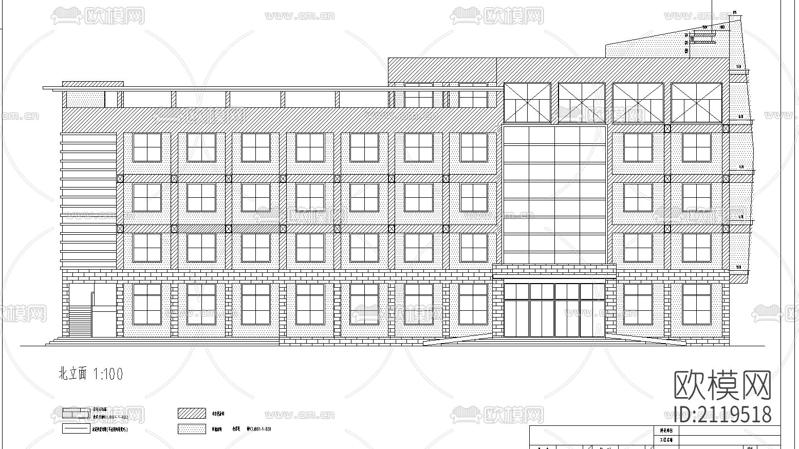 办公楼cad施工图下载（渲染图2）