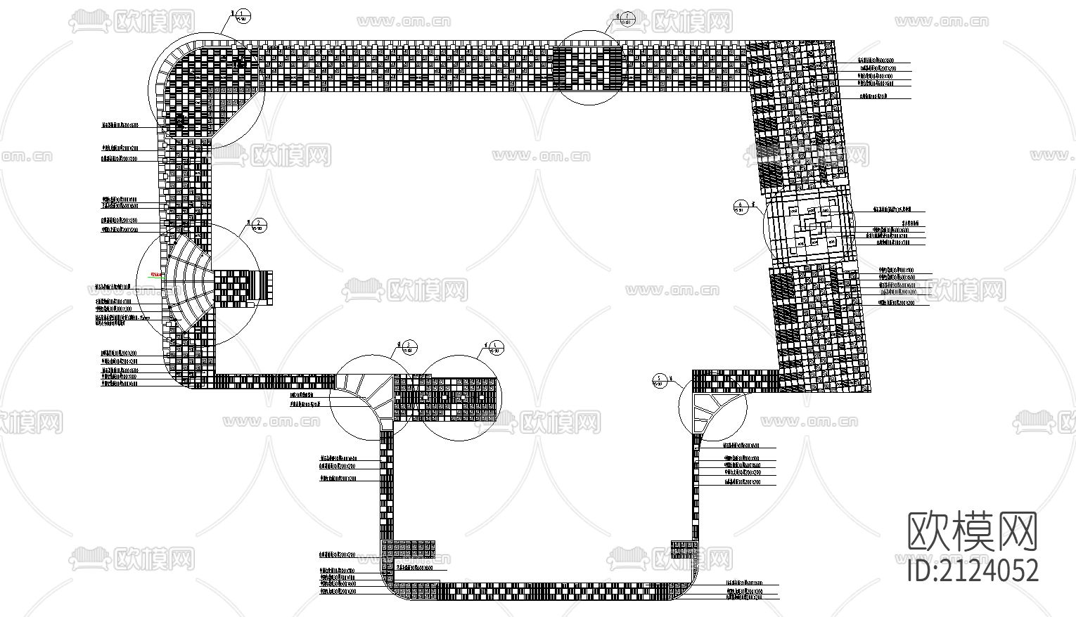 商业街铺装cad施工图下载（渲染图1）