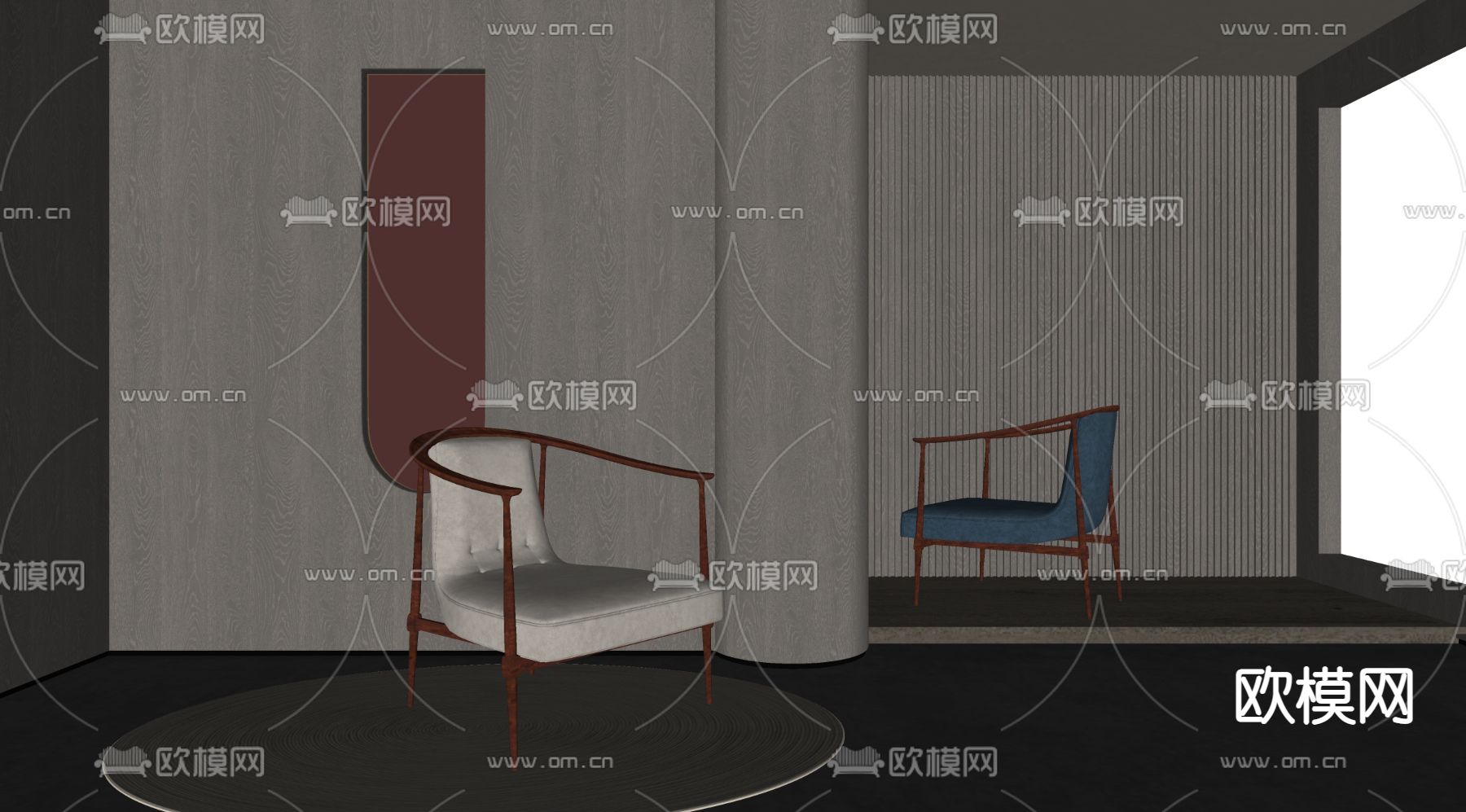 新中式休闲椅su模型