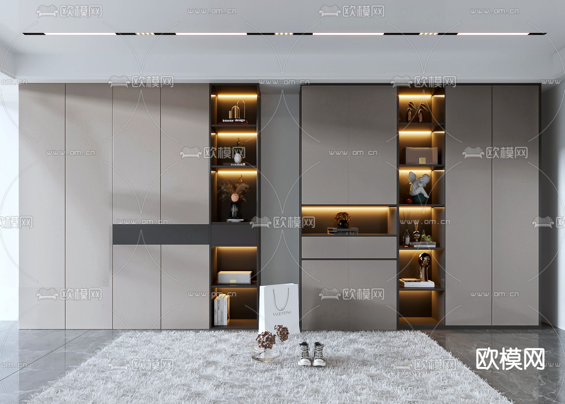 现代轻奢装饰柜3d模型下载