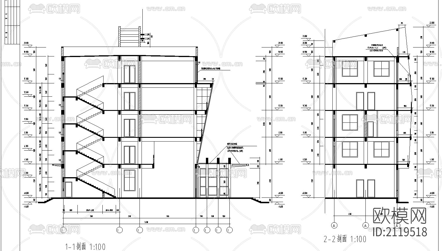 办公楼cad施工图下载（渲染图4）