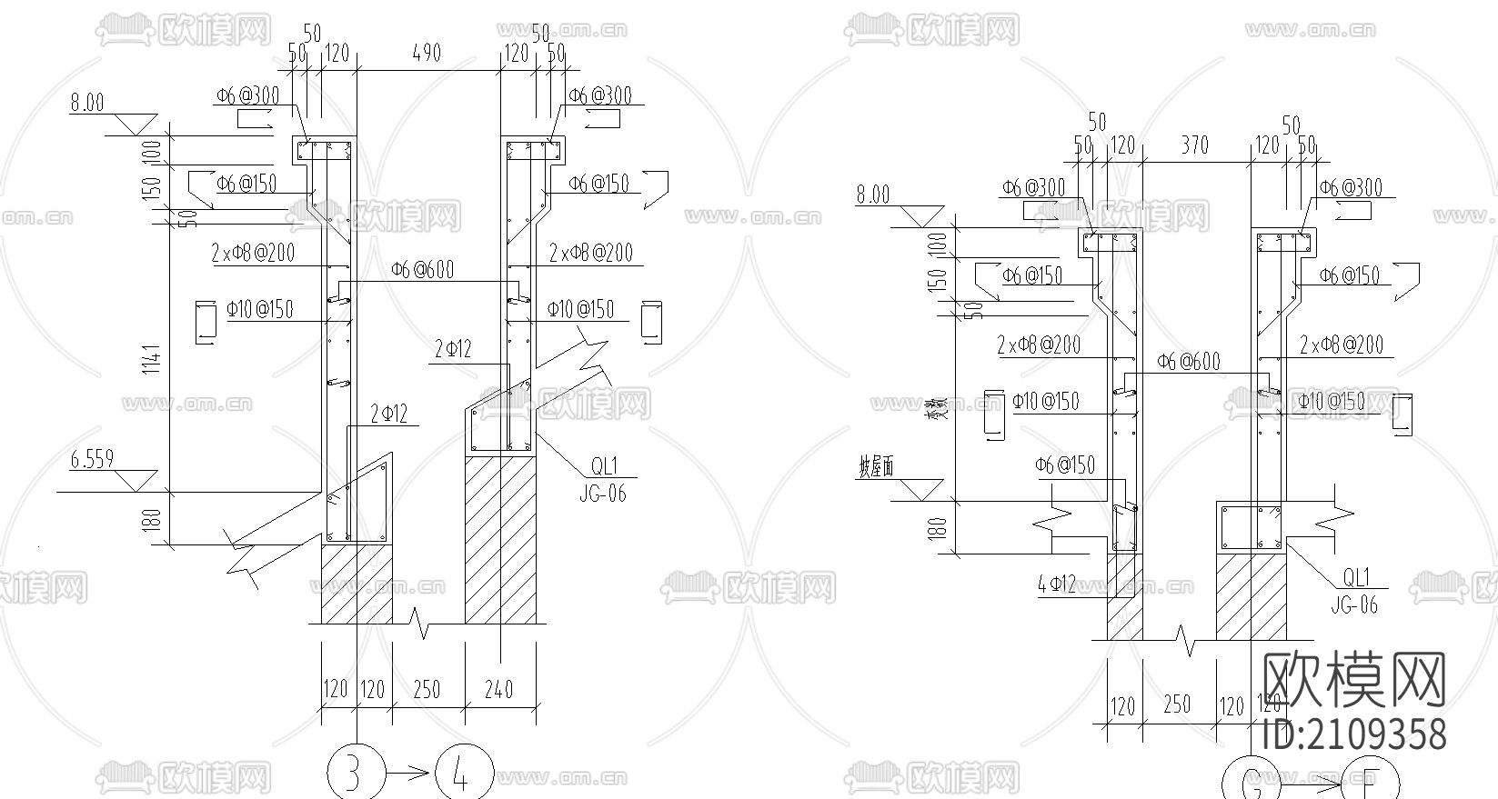 别墅结构cad施工图下载（渲染图3）