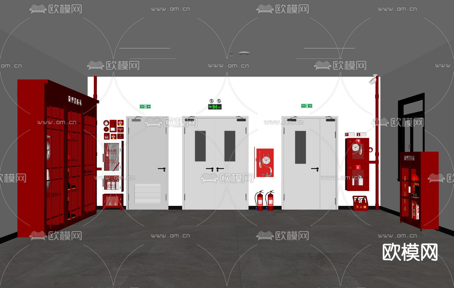 现代消防栓消防门su模型