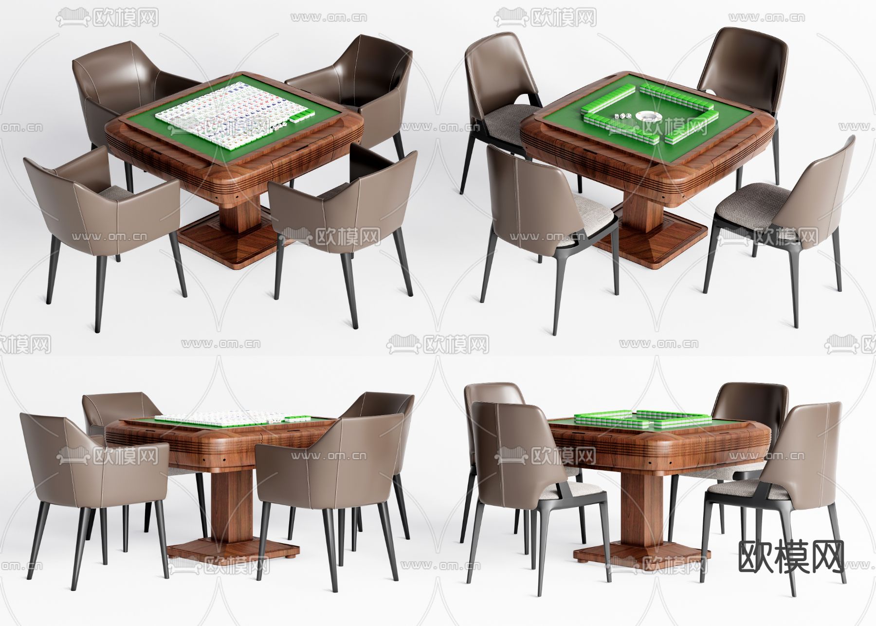 现代棋牌桌椅组合麻将桌麻将机3d模型