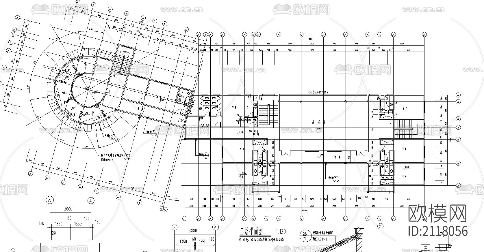 度假村cad施工图下载（渲染图2）