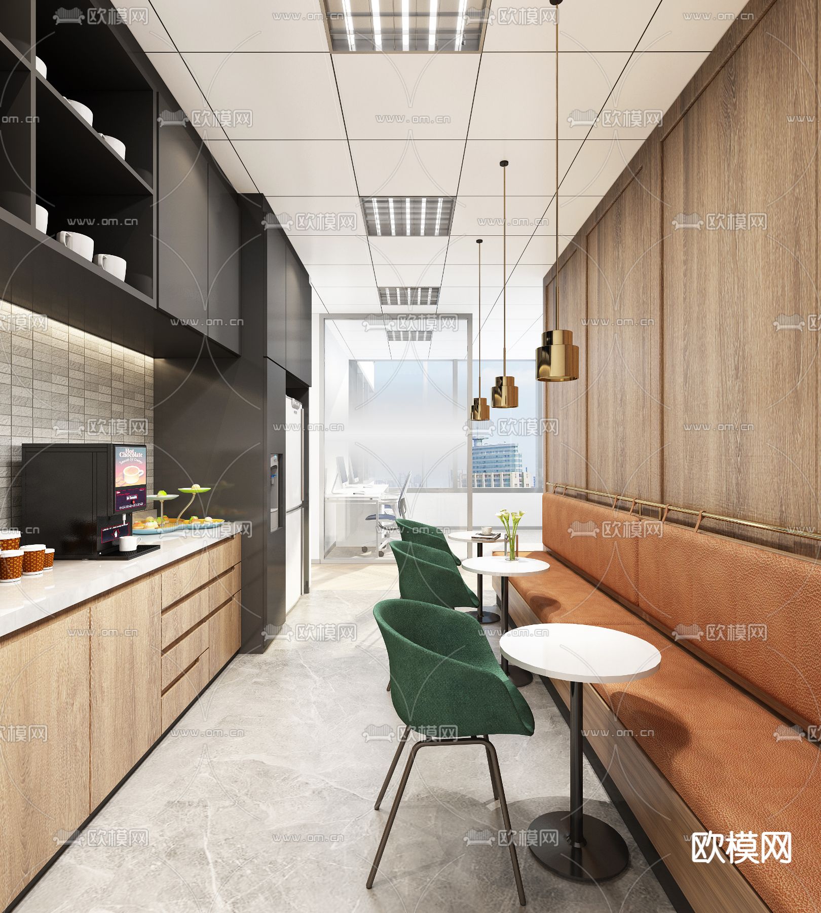 现代办公茶水间3d模型下载