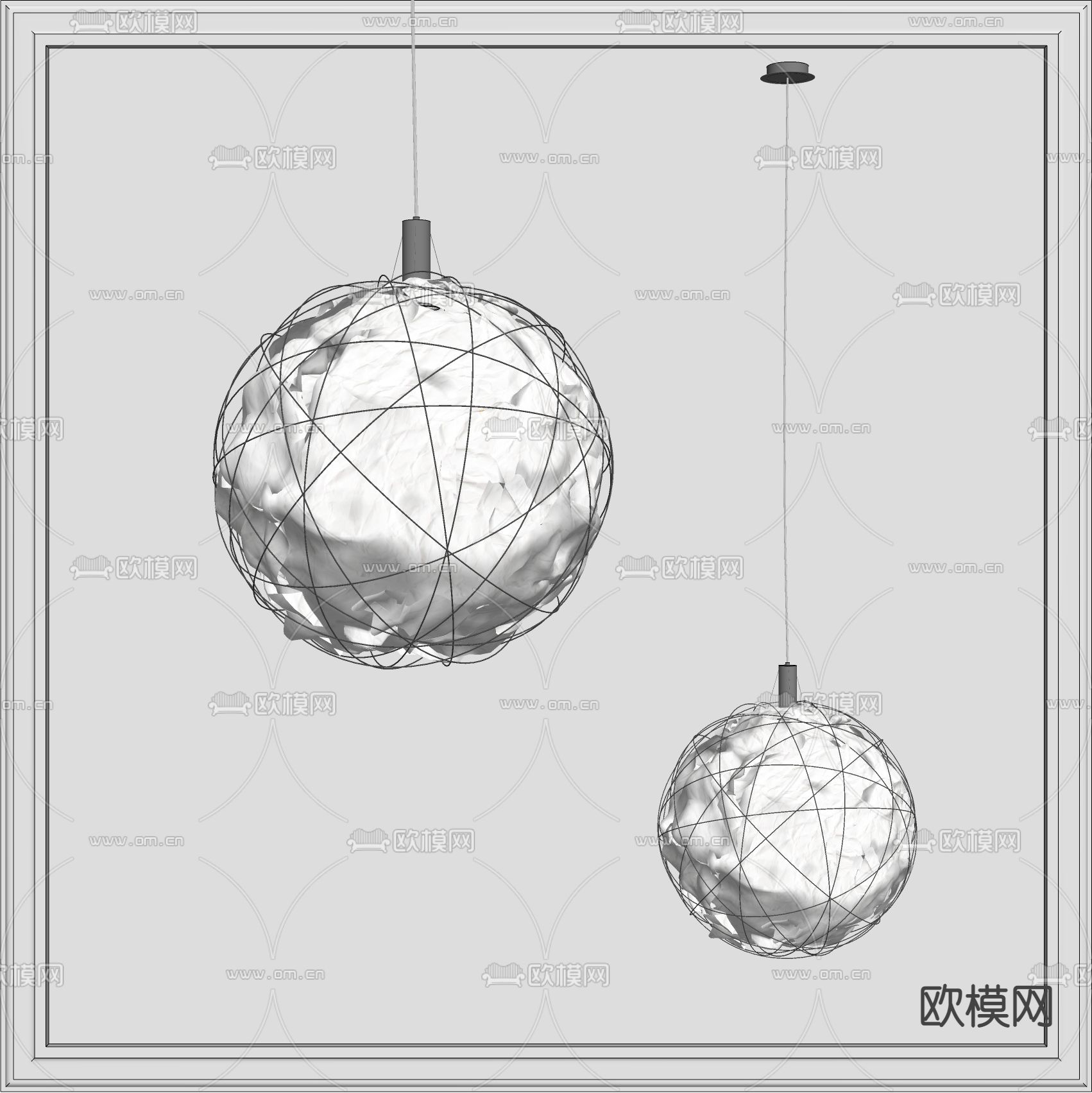 现代月球装饰吊灯su模型下载（渲染图2）