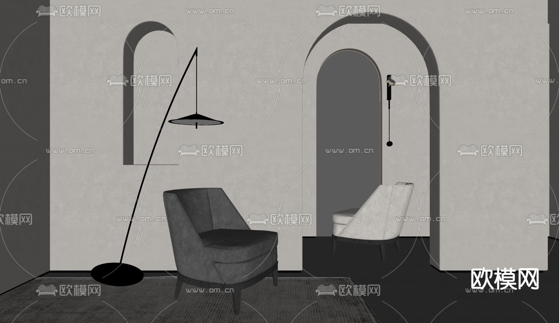 现代单人沙发su模型