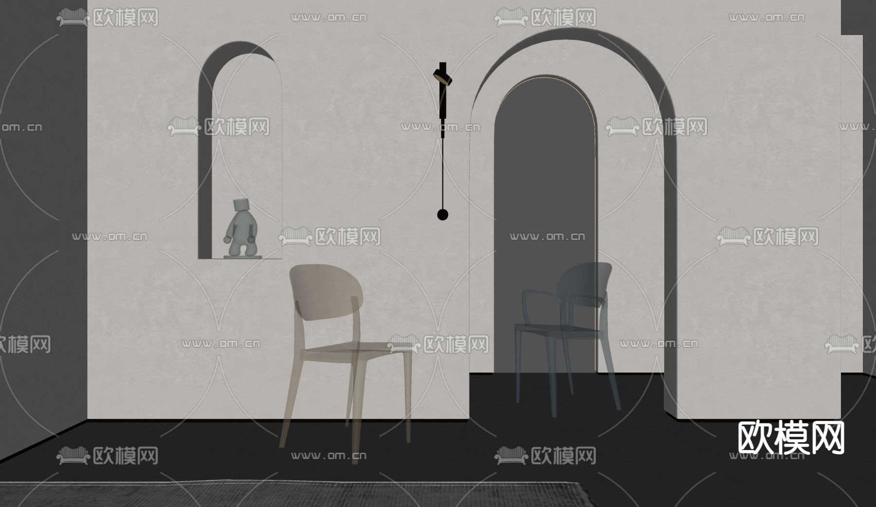 现代亚克力单椅su模型