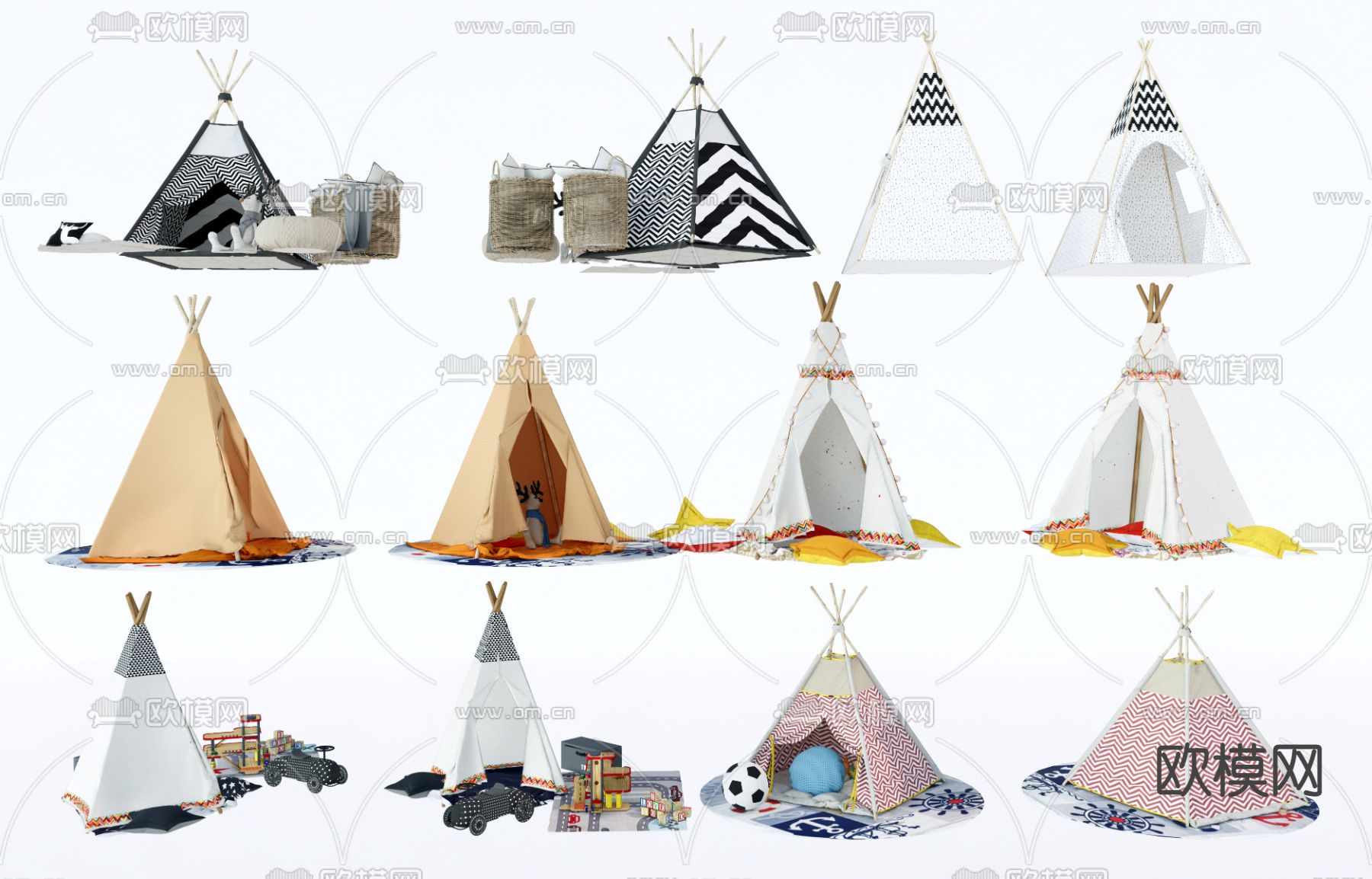 现代儿童帐篷su模型下载（渲染图1）