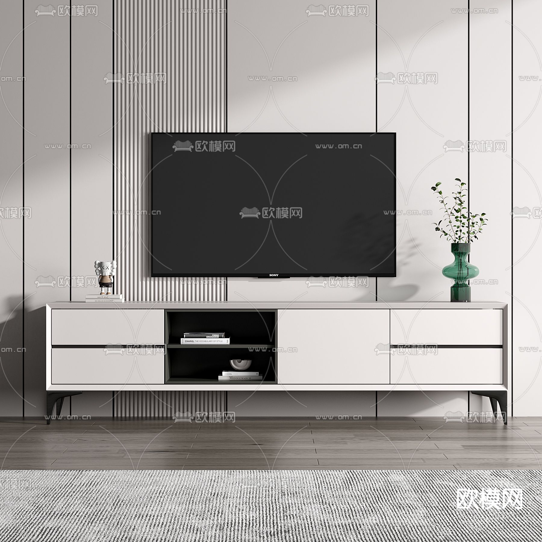 现代轻奢电视柜3d模型下载