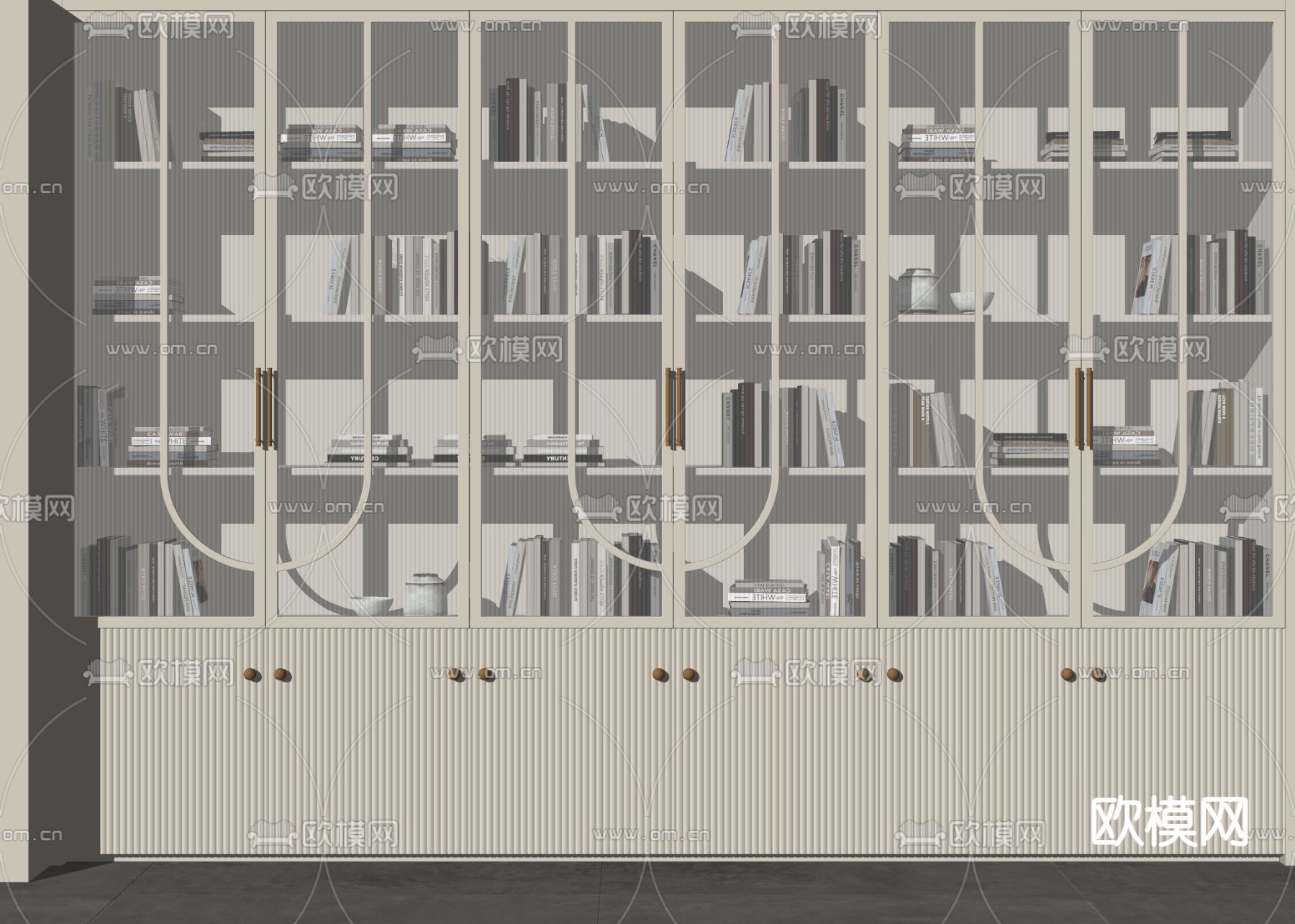 法式书柜su模型下载（渲染图2）