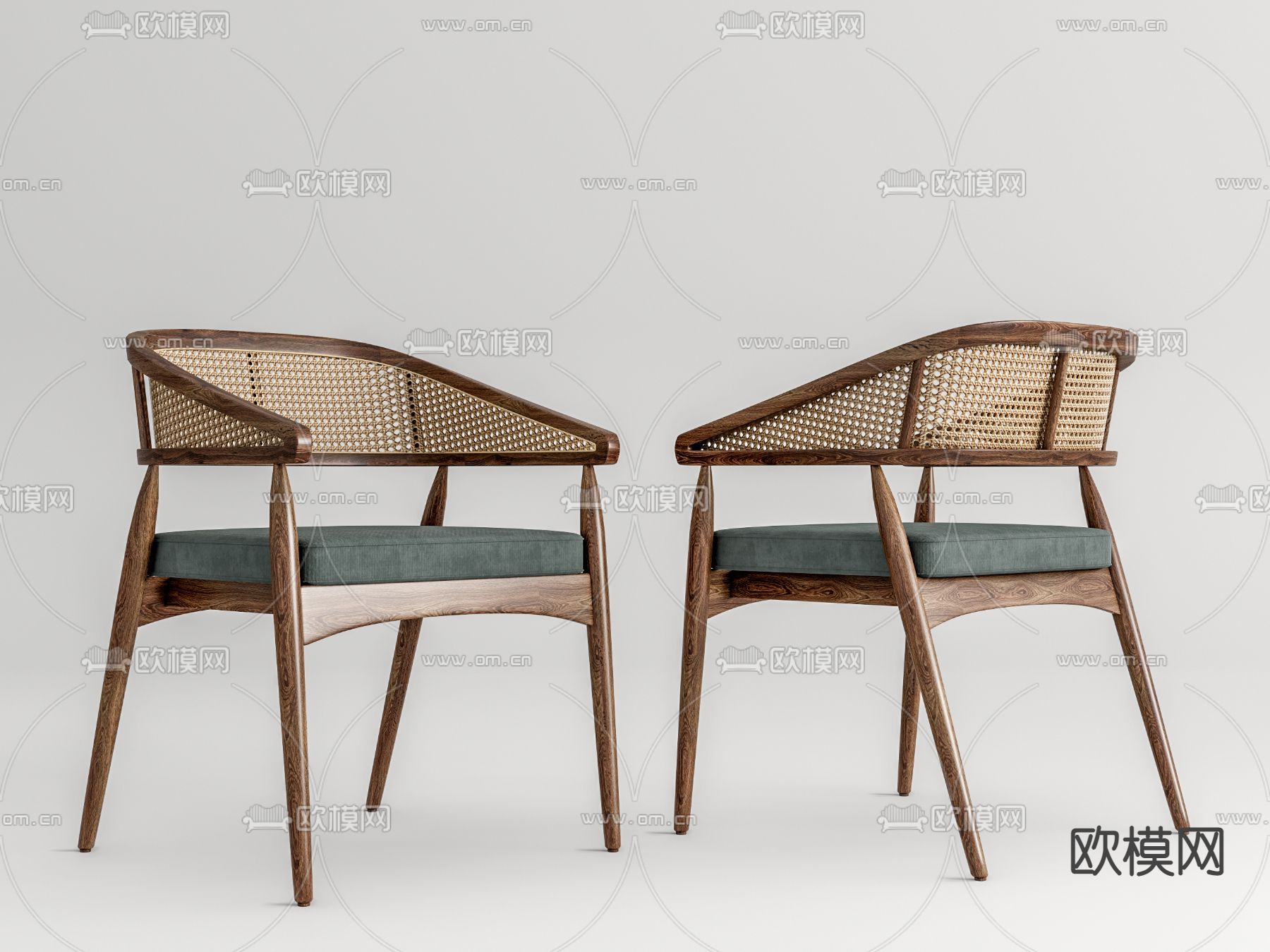 侘寂藤编单椅su模型下载（渲染图1）