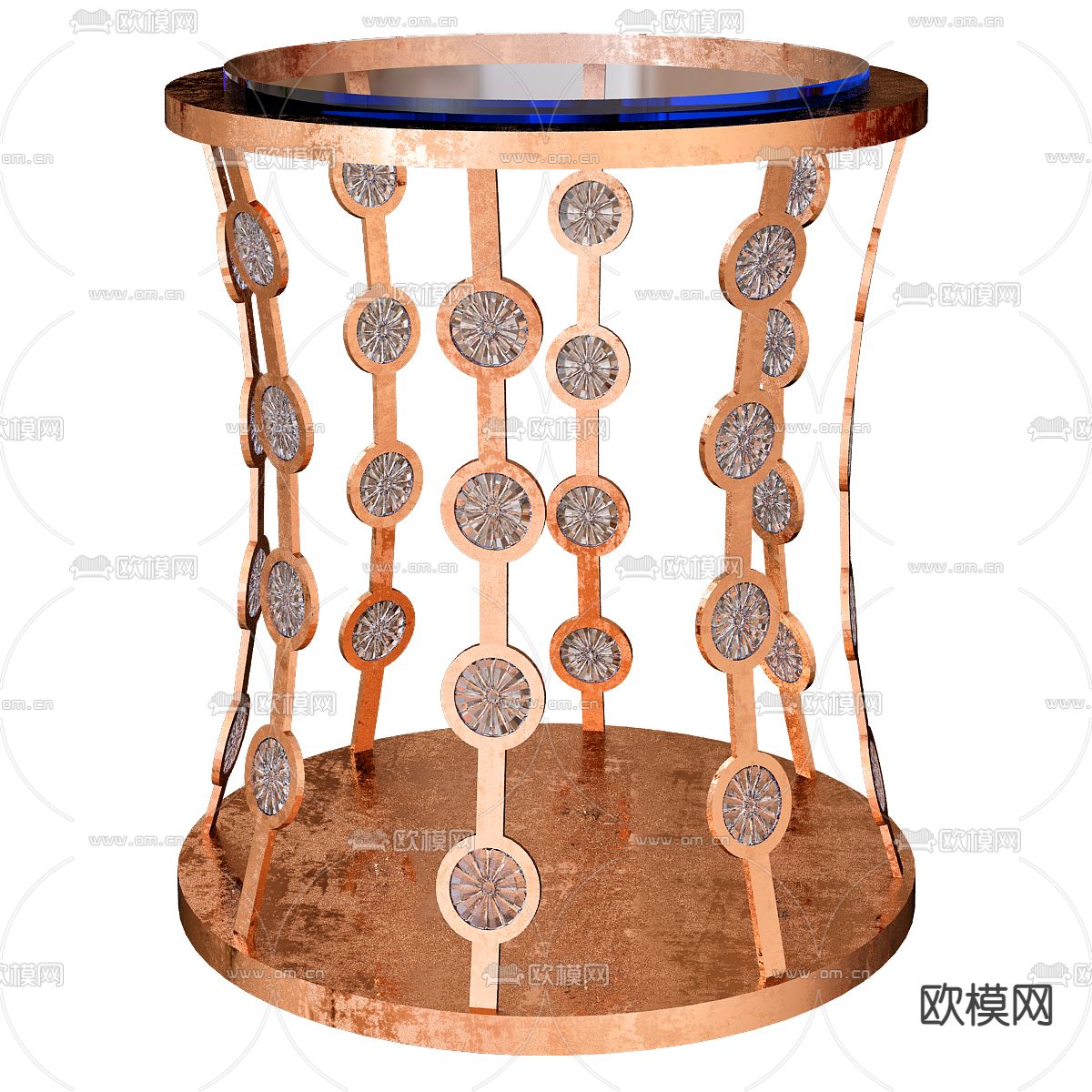 后现代轻奢玻璃钻圆几3d模型下载