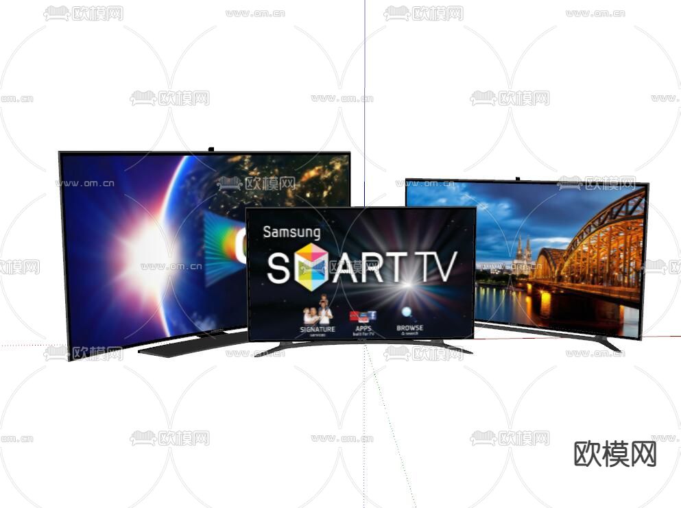 液晶电视机su模型下载（渲染图2）