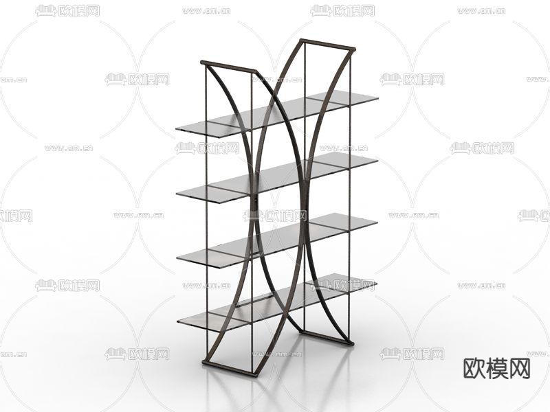 现代简约金属玻璃展示柜免费3d模型下载
