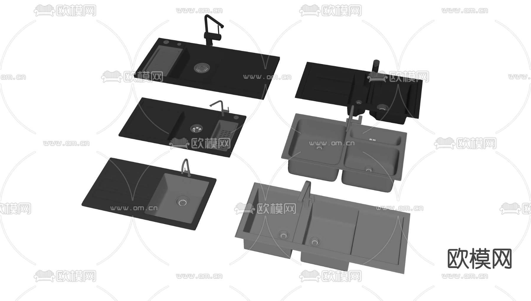 现代洗菜盆水槽su模型下载（渲染图2）