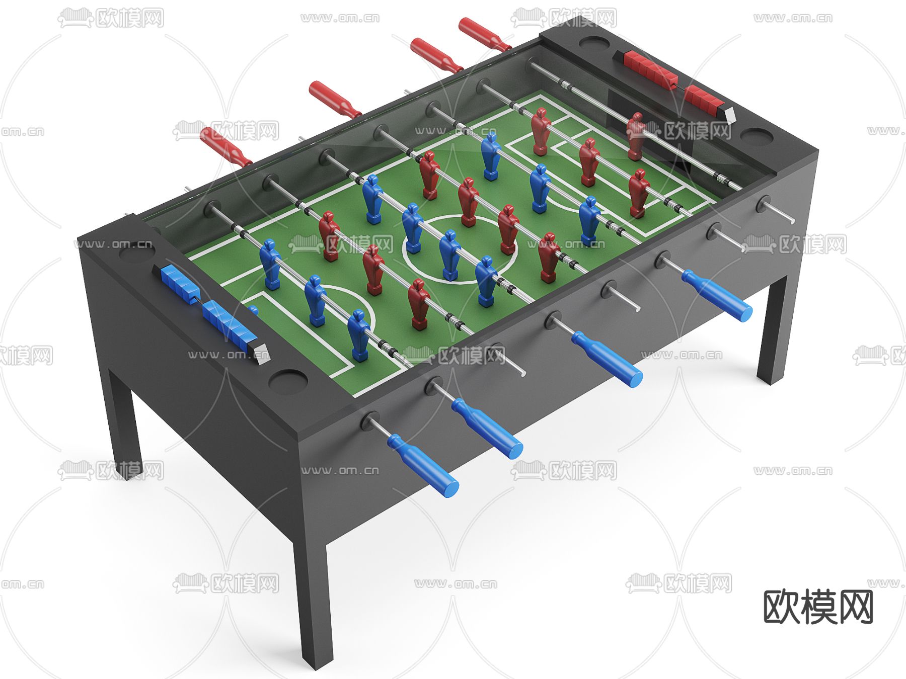 现代桌上足球su模型下载（渲染图1）