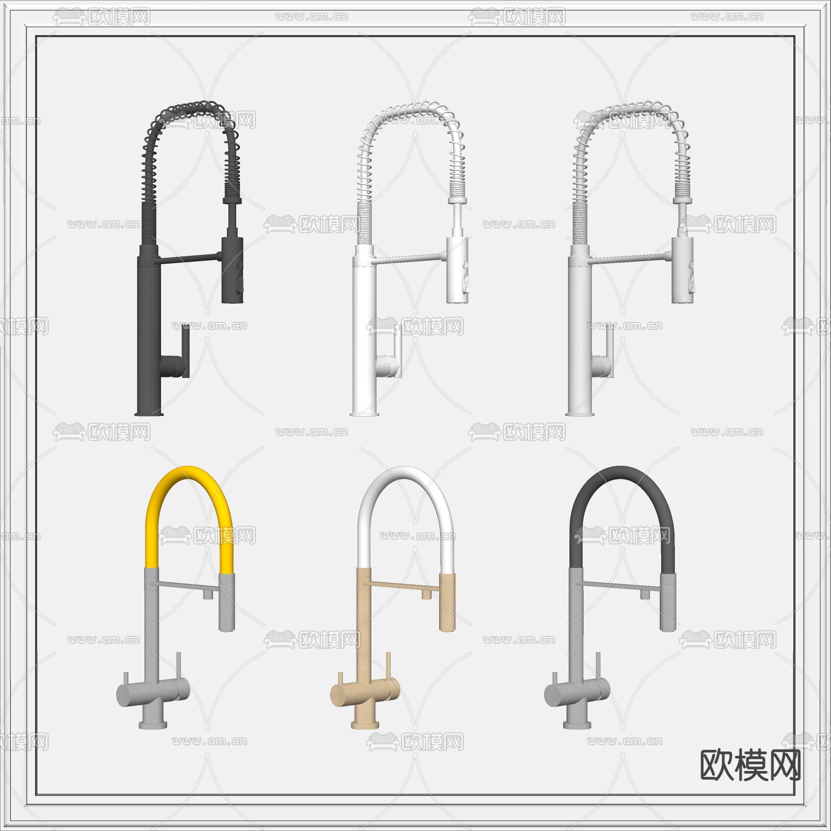 现代不锈钢水龙头su模型