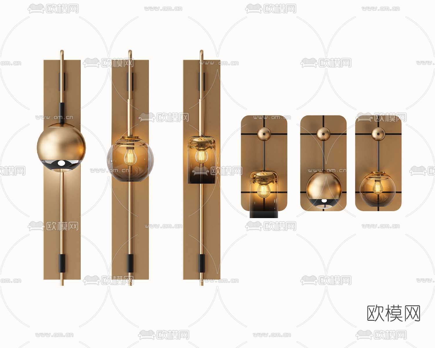 现代轻奢壁灯3d模型下载