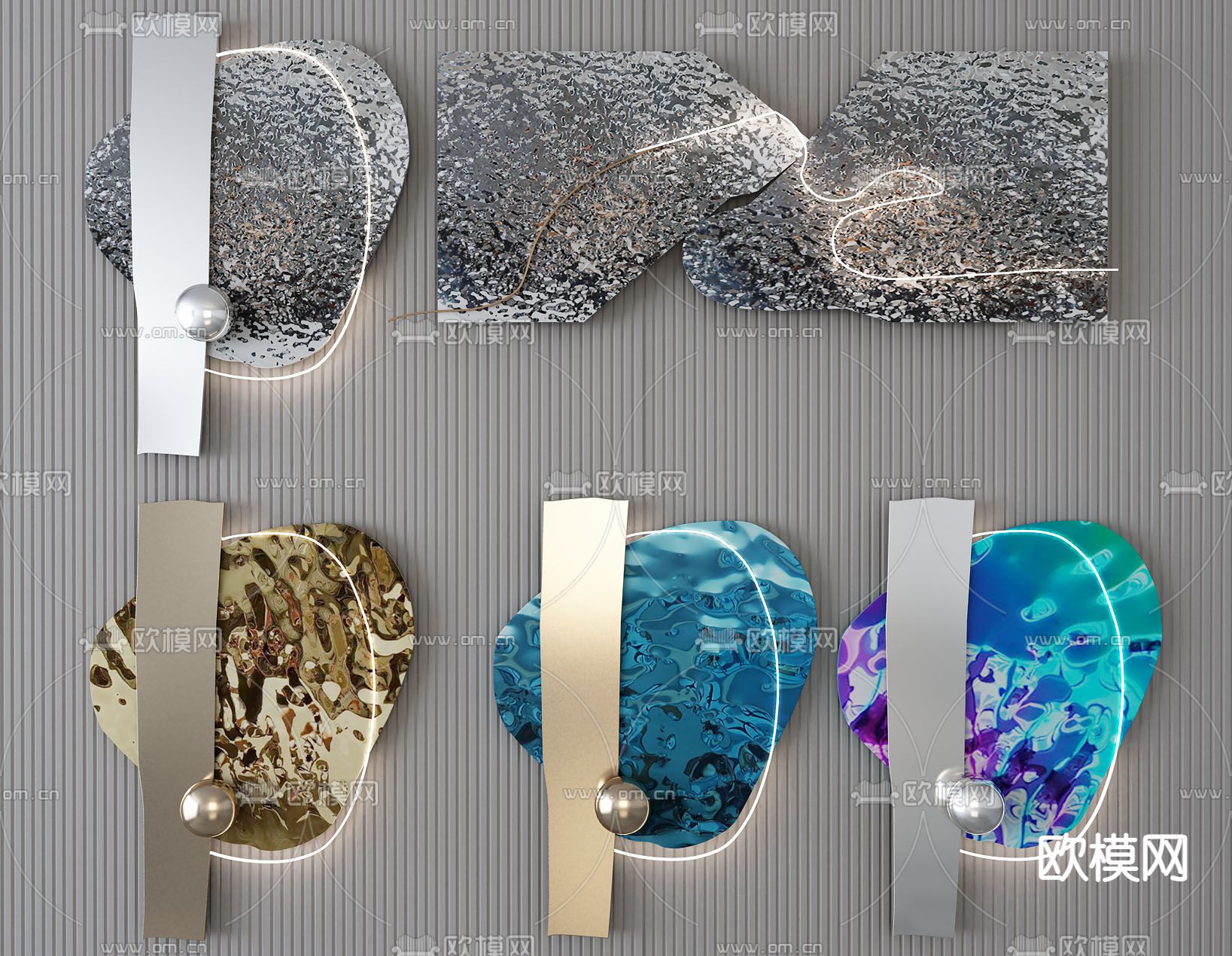 孟菲斯风金属立体墙饰3d模型下载