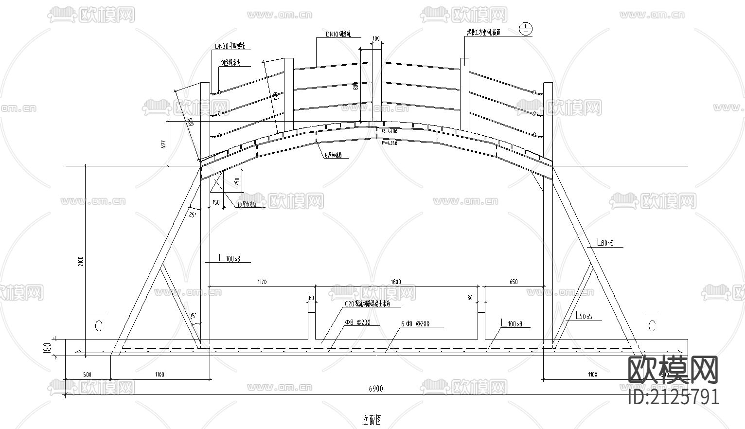 园桥方案拱桥节点大样下载（渲染图2）