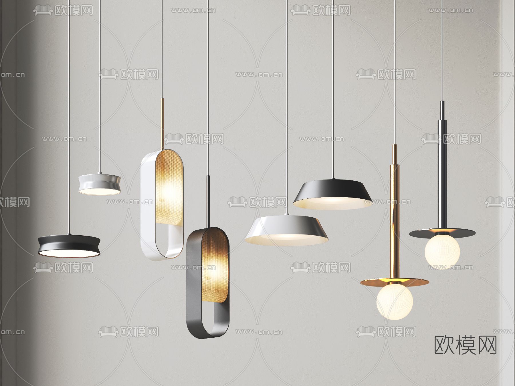 现代创意小吊灯3d模型下载（渲染图1）