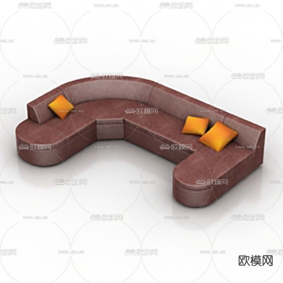 现代简约皮革转角皮革多人办公沙发免费3d模型下载
