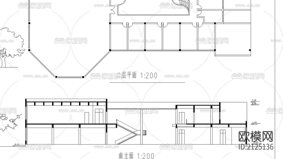 餐館建筑CAD施工圖下載(渲染圖2)
