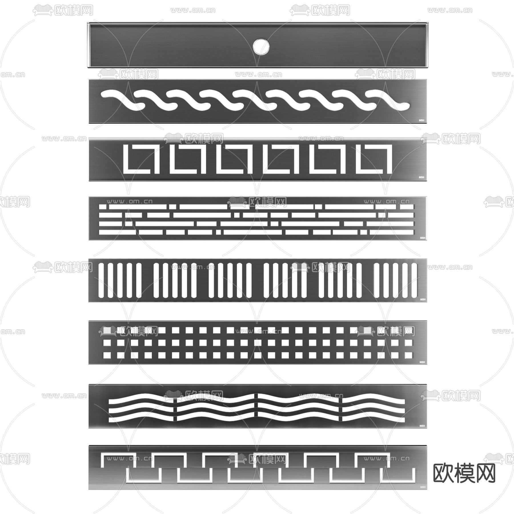 现代金属淋浴排水槽su模型下载（渲染图1）