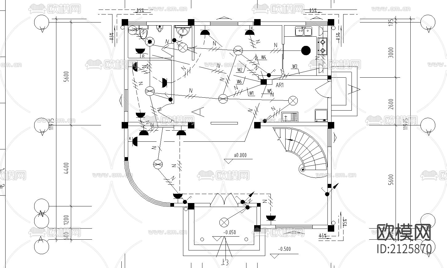 别墅建筑cad施工图下载（渲染图4）