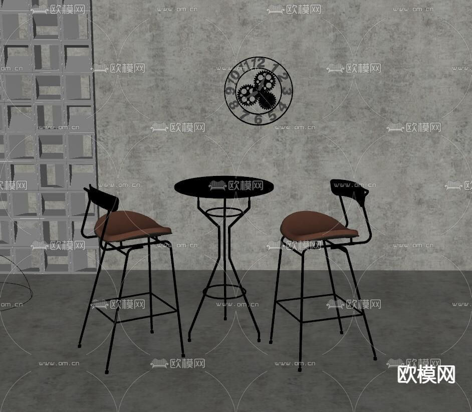 工业风吧台椅su模型