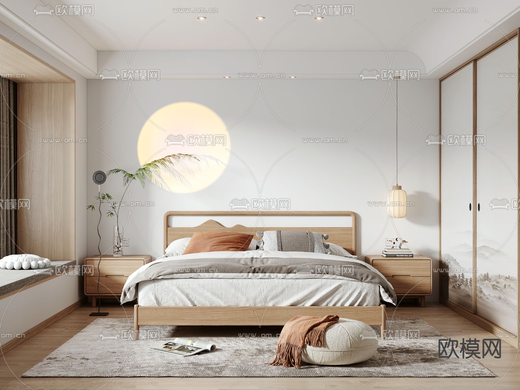 日式卧室3d模型下载（渲染图1）