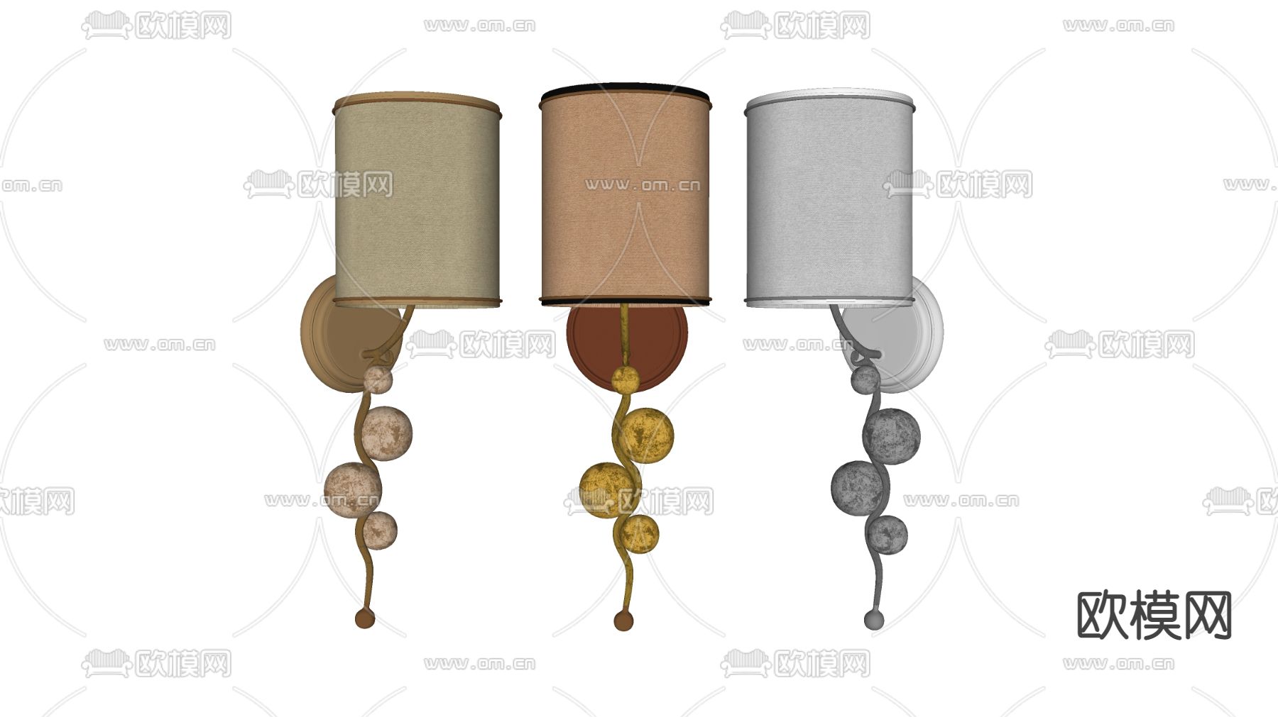 欧式壁灯su模型下载（渲染图2）