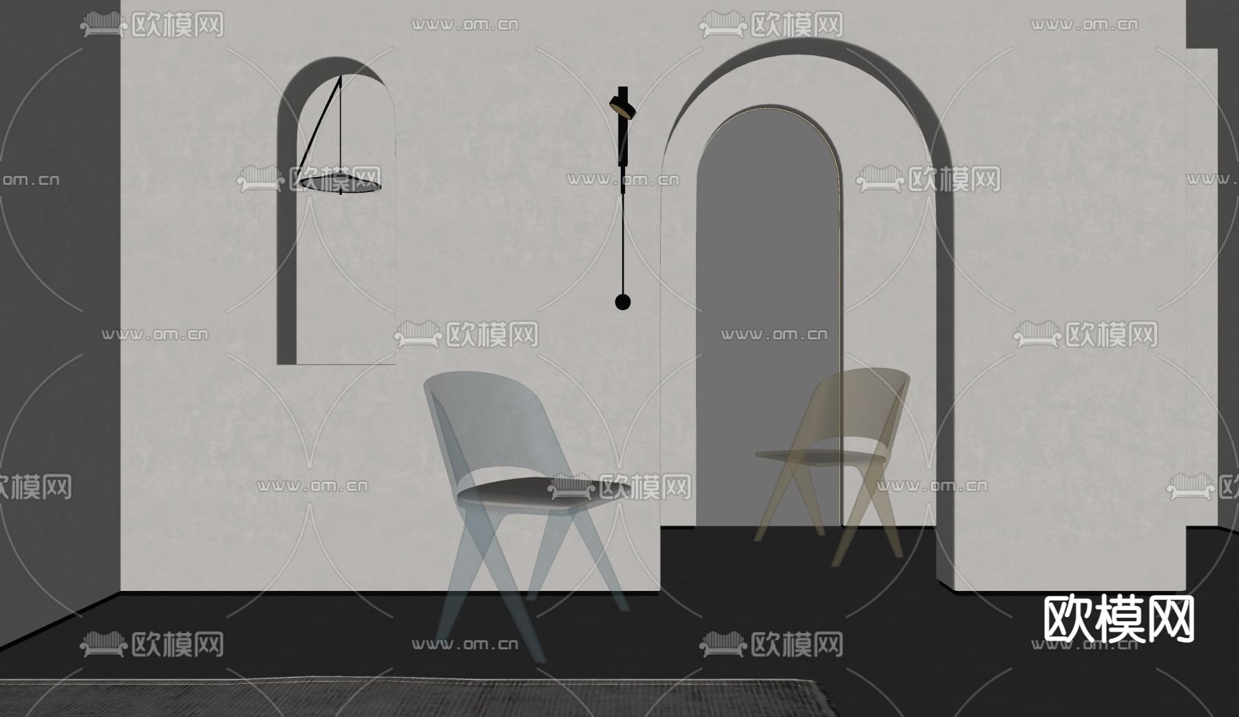 现代亚克力单椅su模型