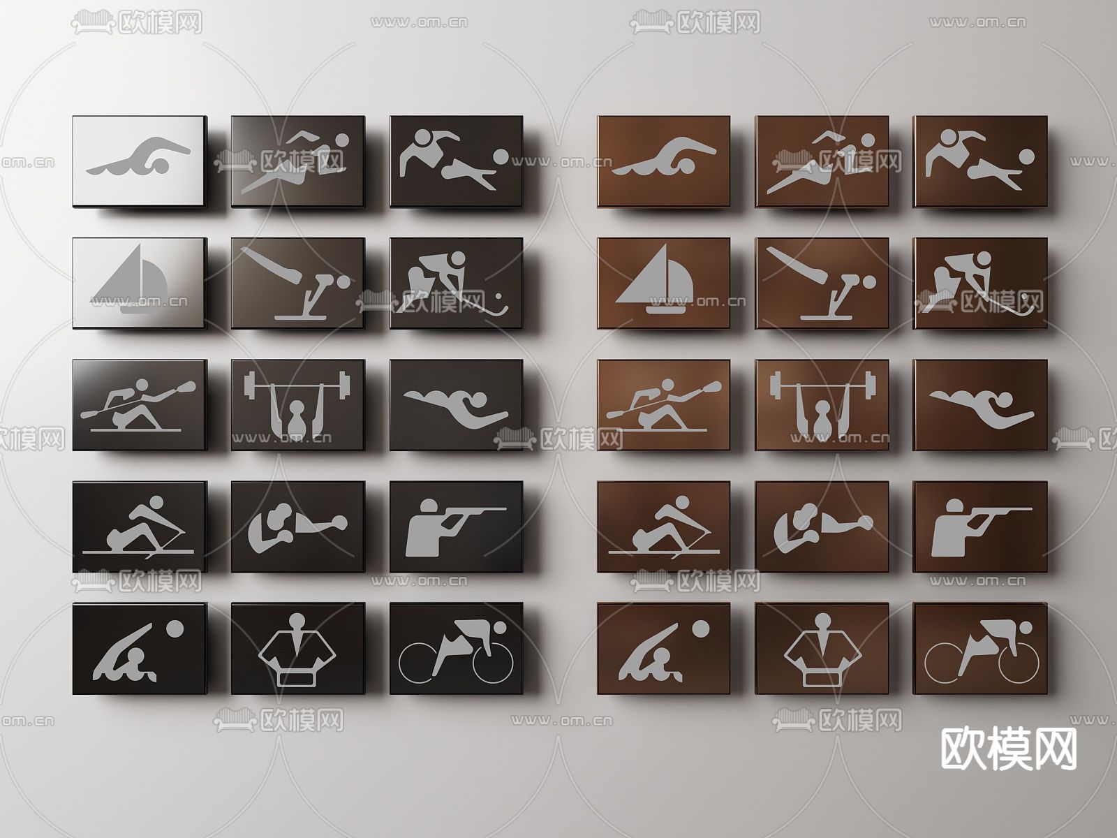 现代体育运动标识标牌su模型下载（渲染图1）