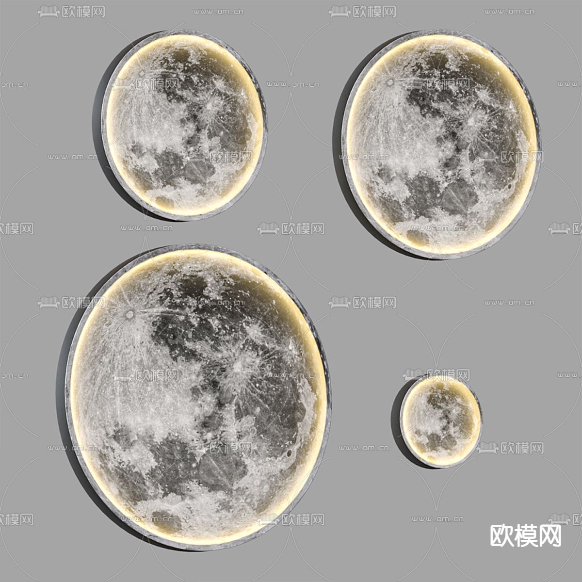 现代月球壁灯3d模型下载