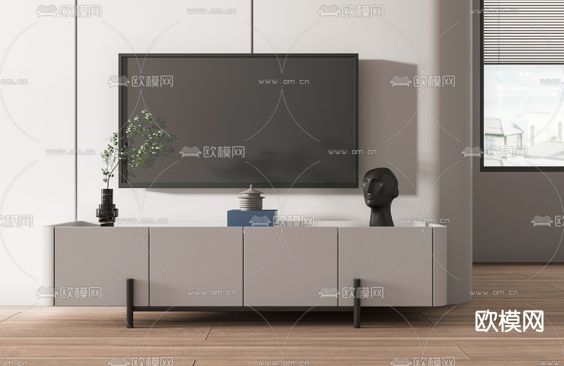 现代电视柜3d模型下载