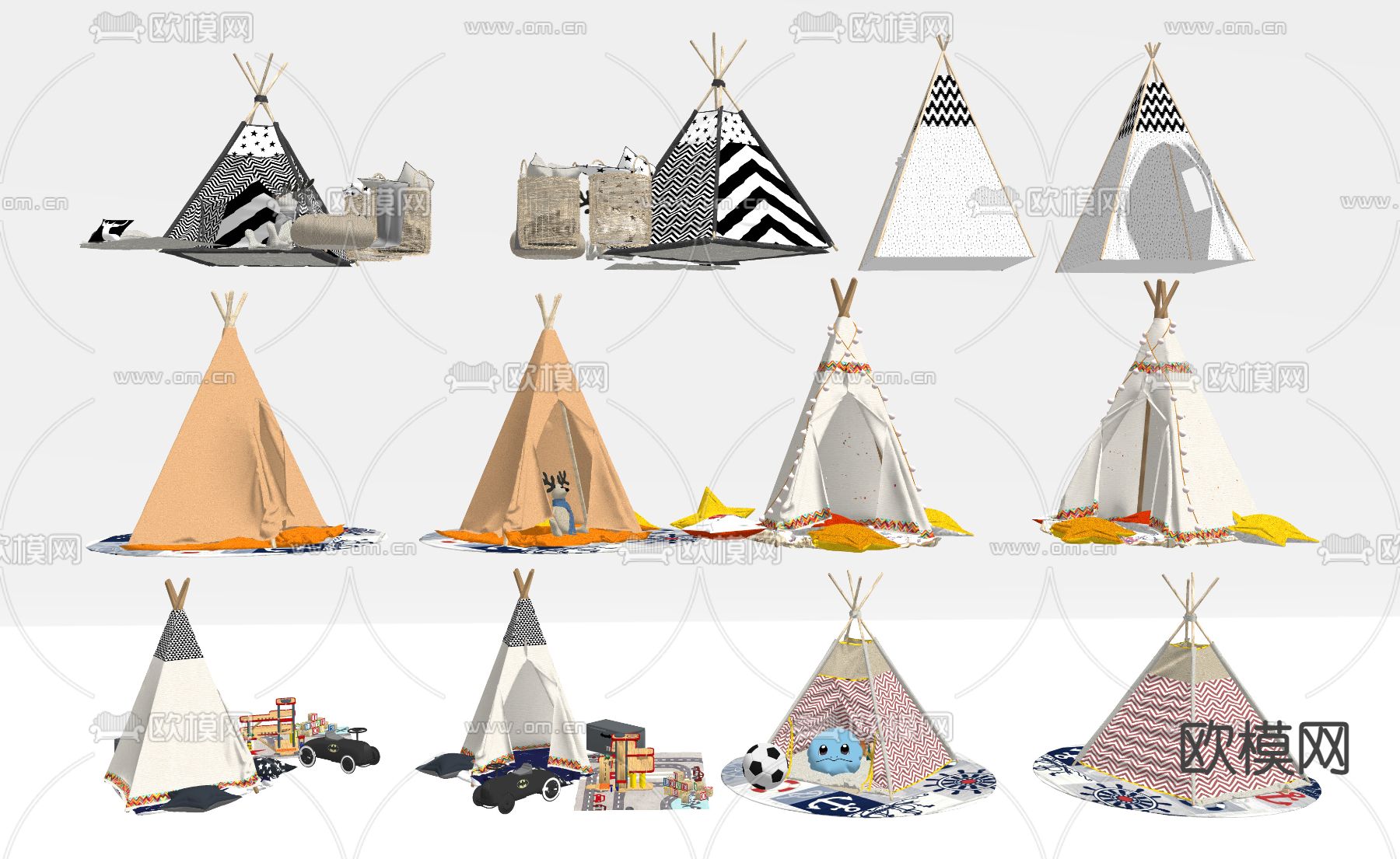 现代儿童帐篷su模型下载（渲染图2）