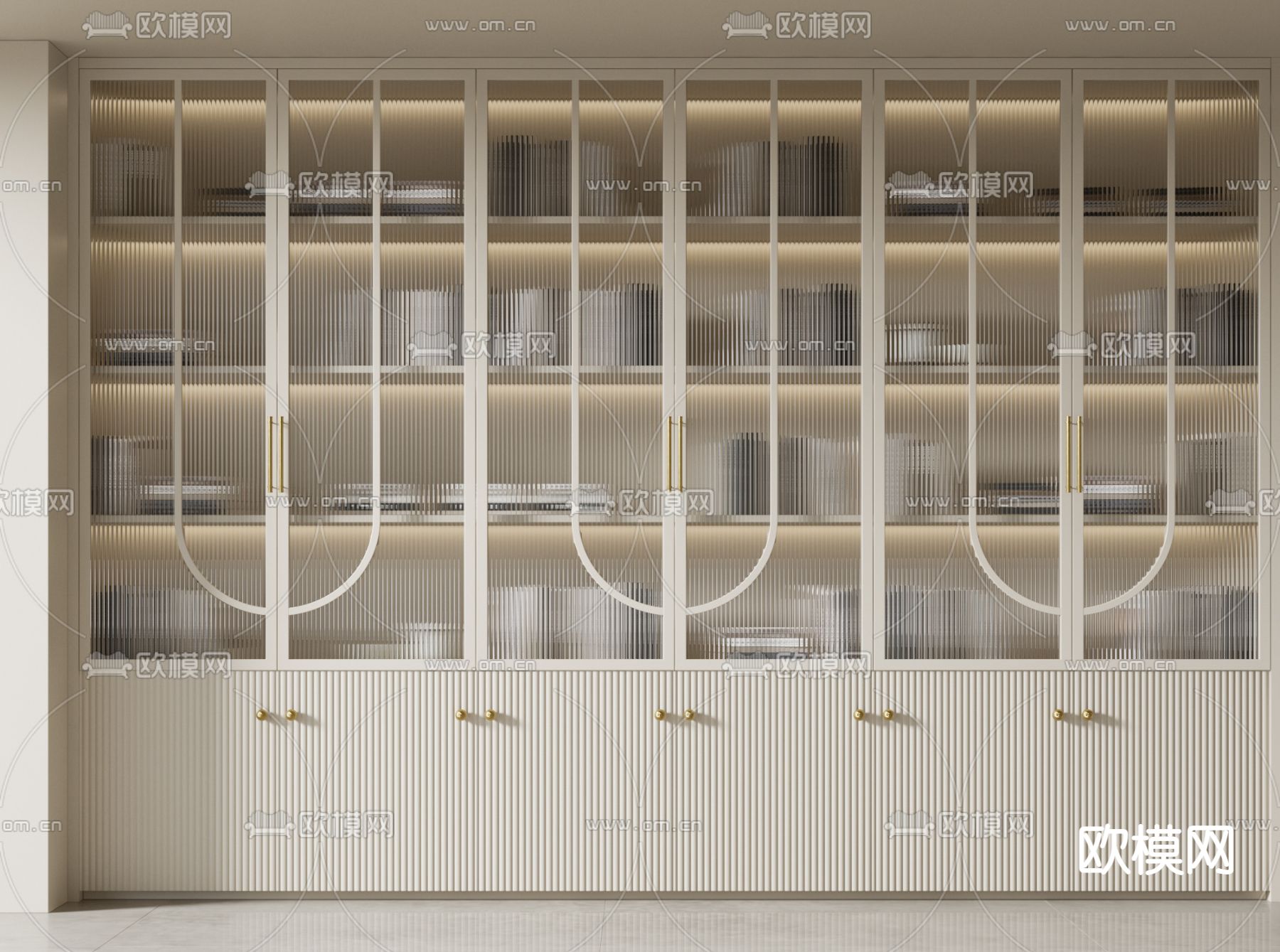 法式书柜su模型下载（渲染图1）