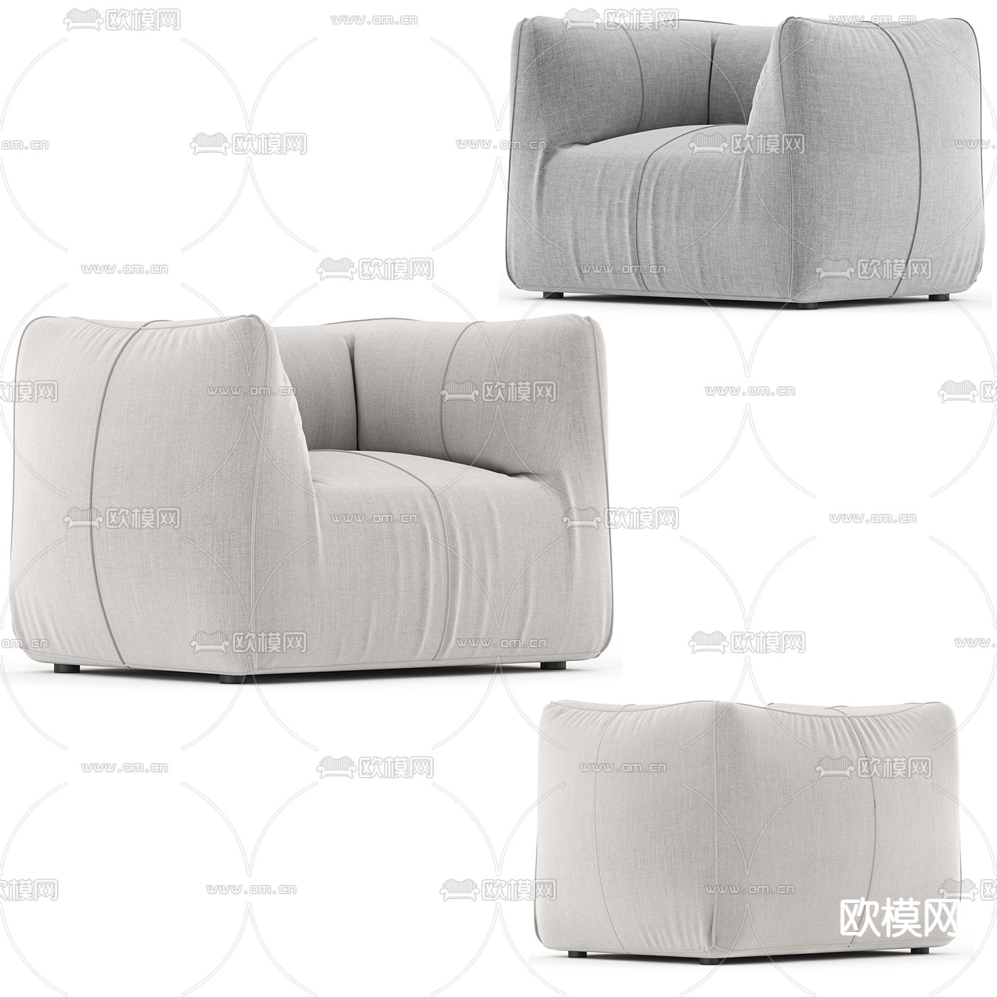 B&B italia 现代布艺单人沙发3d模型下载