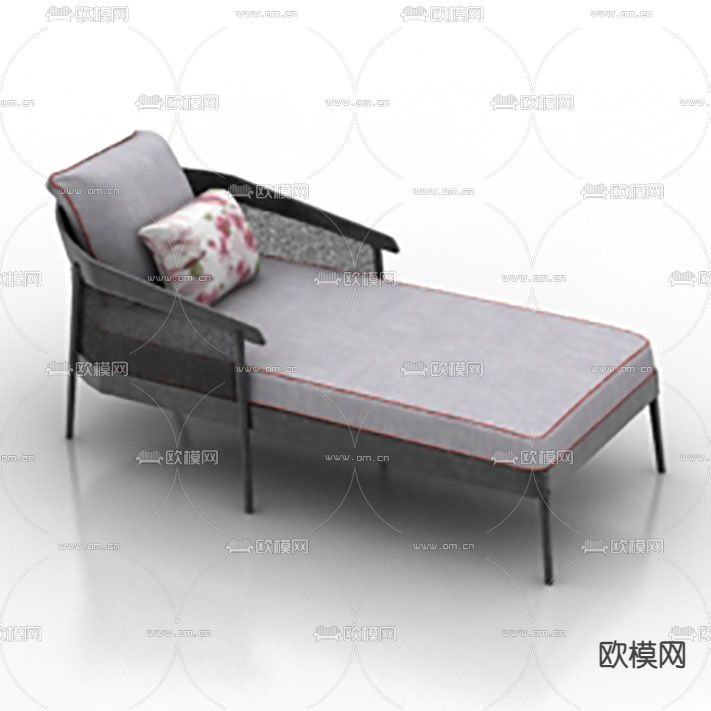 现代简约金属布艺贵妃椅免费3d模型下载