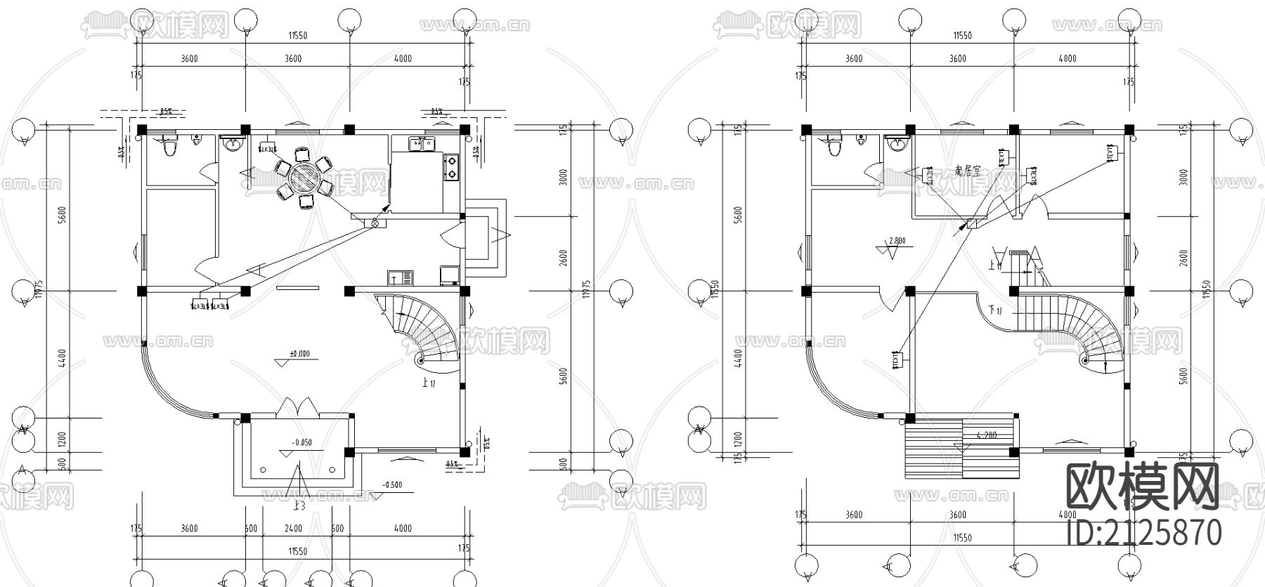 别墅建筑cad施工图下载（渲染图3）