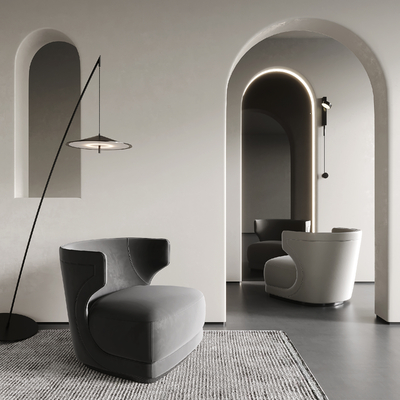 现代单人沙发su模型