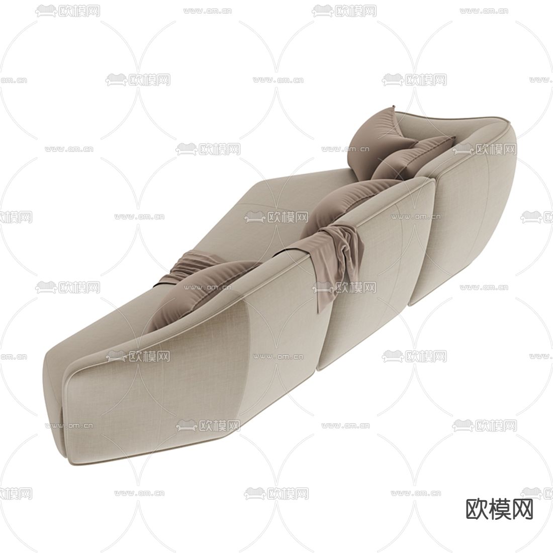 Natuzzi 现代布艺多人沙发3d模型下载（渲染图3）