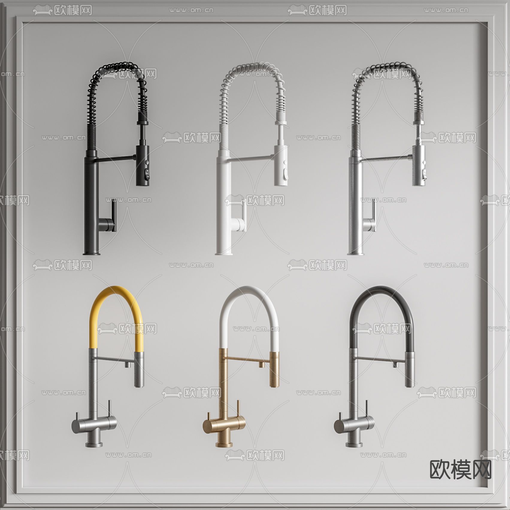 现代不锈钢水龙头su模型