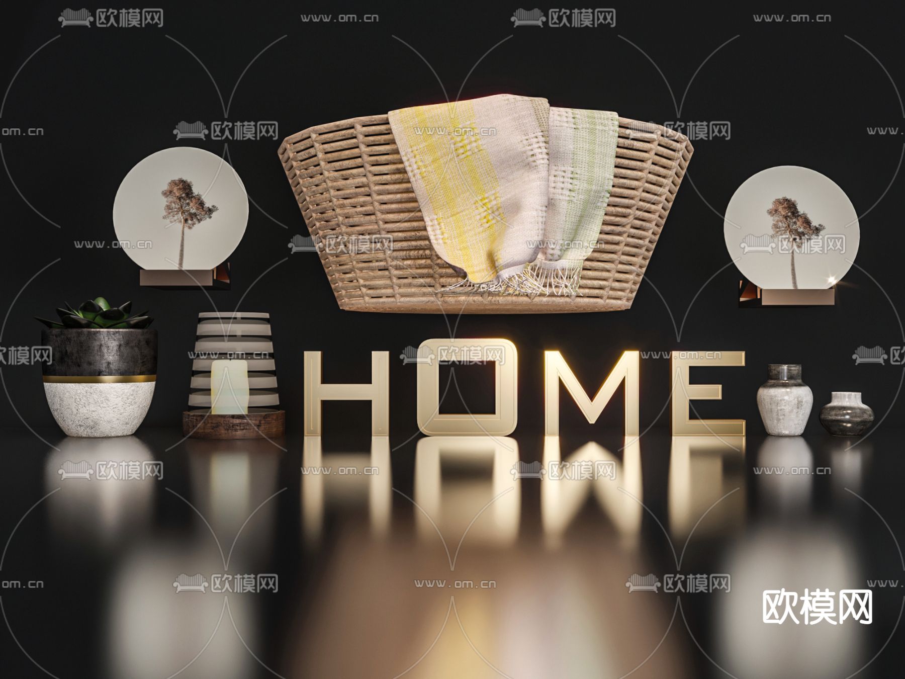 现代浴室摆件脏衣篮3d模型下载