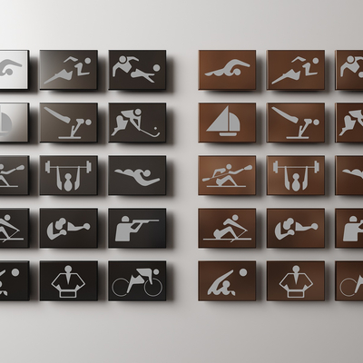  现代体育运动标识标牌su模型 