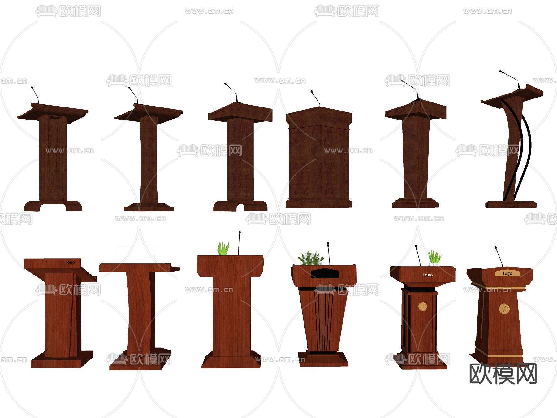 现代演讲台su模型下载（渲染图2）